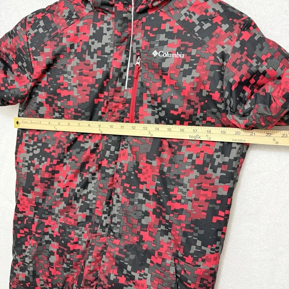 Columbia Kids Jacket Digital Camo Red Grey Insulated Hooded XL Winter Coat
